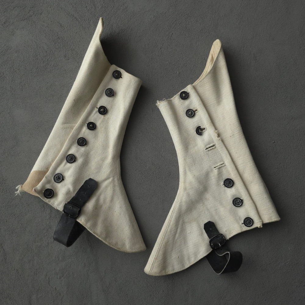 Vintage 1910s White Canvas Spats Gaiters Button Leggings Antique